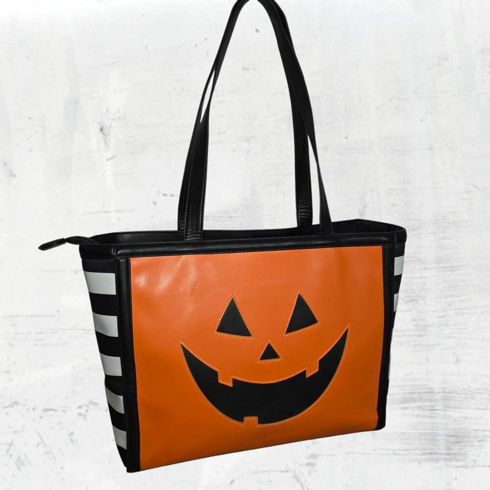 Hot Chocolate Design Jack O Lantern Double Sided Halloween Tote Bag Pumpkin